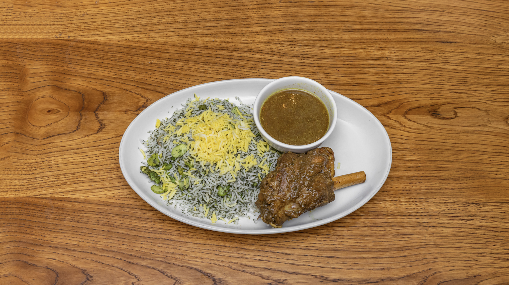 Baghalli polo with lamb shank