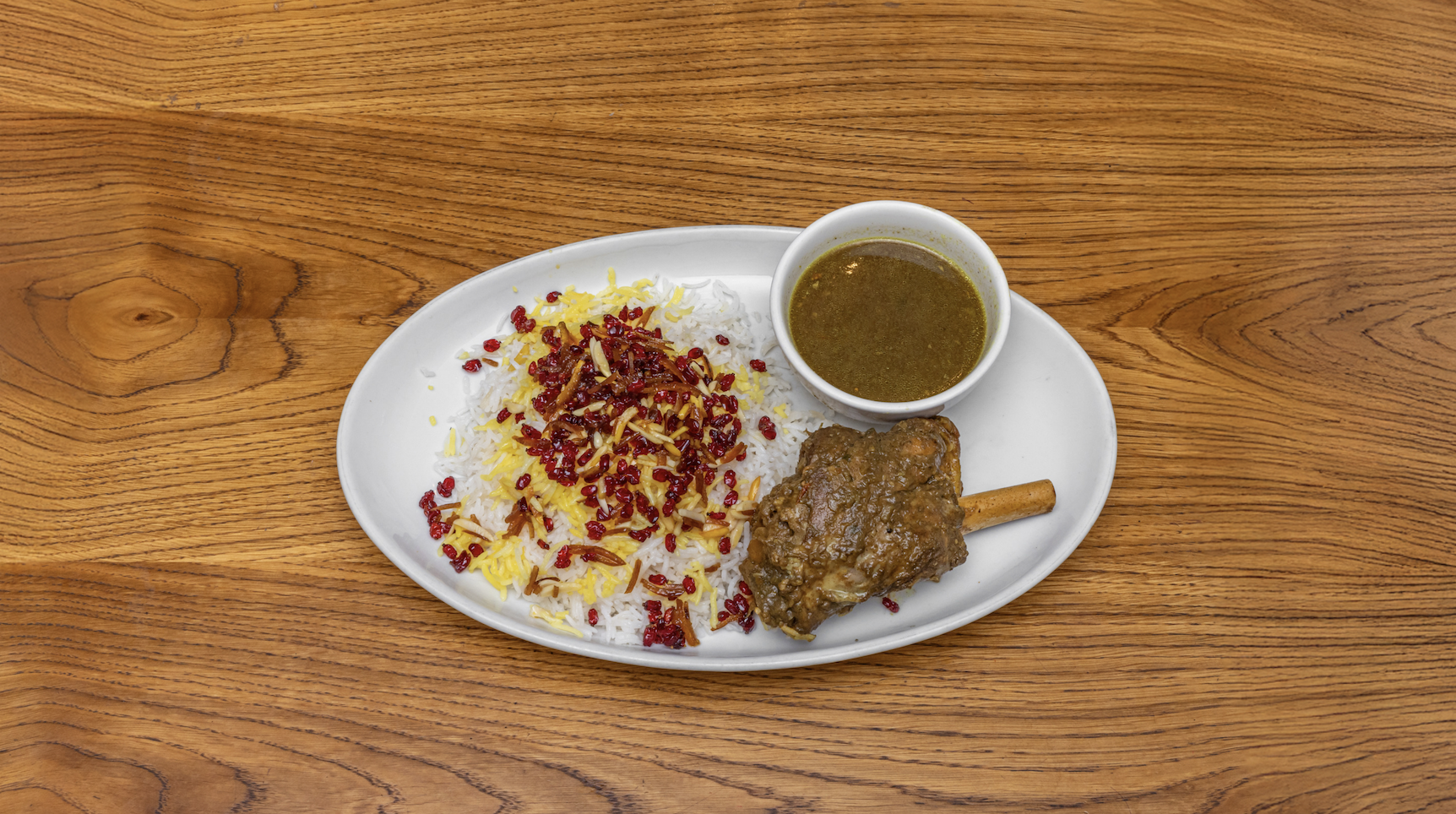 Shirin polo with lamb shank